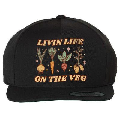 Living Life On The Veg Funny Vegan Pun Vintage Garden Gift Wool Snapback Cap