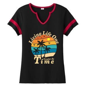 Living Life One Cruise At A Time Cruise Ship For Family Gift Ladies Halftime Notch Neck Tee