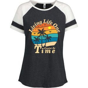 Living Life One Cruise At A Time Cruise Ship For Family Gift Enza Ladies Jersey Colorblock Tee