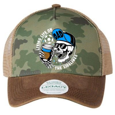 Living Life On The Sidelines Soccer Dad Coffee Skeleton Legacy Tie Dye Trucker Hat