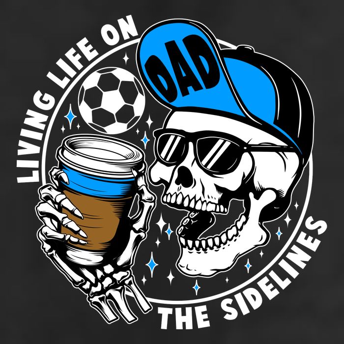 Living Life On The Sidelines Soccer Dad Coffee Skeleton 7 Panel Mesh Trucker Snapback Hat