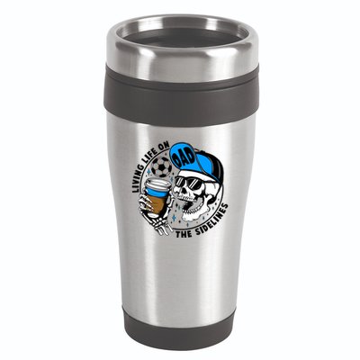Living Life On The Sidelines Soccer Dad Coffee Skeleton 16oz Travel Tumbler