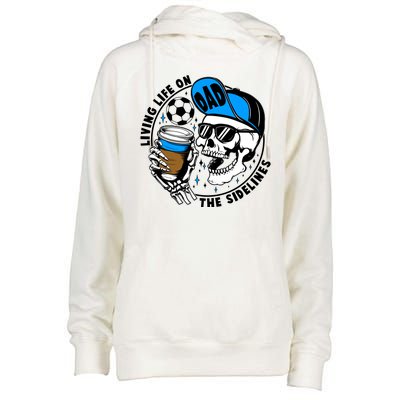 Living Life On The Sidelines Soccer Dad Coffee Skeleton Womens Funnel Neck Pullover Hood