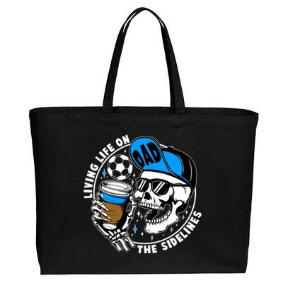 Living Life On The Sidelines Soccer Dad Coffee Skeleton Cotton Canvas Jumbo Tote