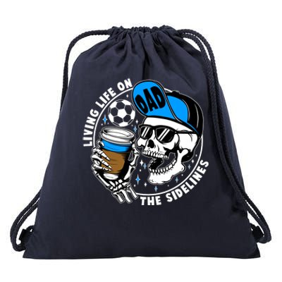 Living Life On The Sidelines Soccer Dad Coffee Skeleton Drawstring Bag