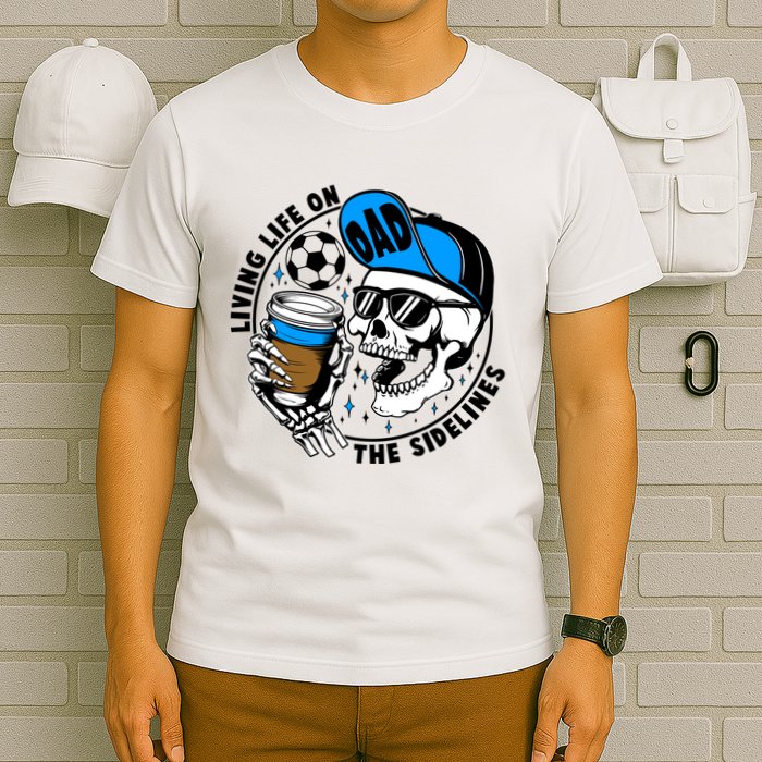Living Life On The Sidelines Soccer Dad Coffee Skeleton T-Shirt