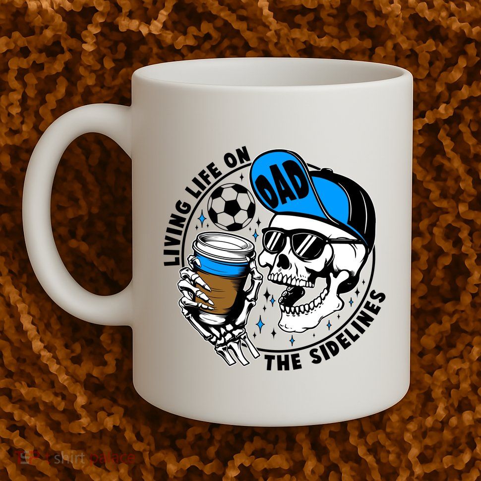Living Life On The Sidelines Soccer Dad Coffee Skeleton Mug