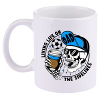 Living Life On The Sidelines Soccer Dad Coffee Skeleton 11oz C Handle Ceramic Mug