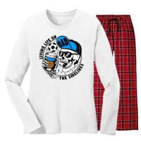 Living Life On The Sidelines Soccer Dad Coffee Skeleton Women's Long Sleeve Flannel Pajama Set 