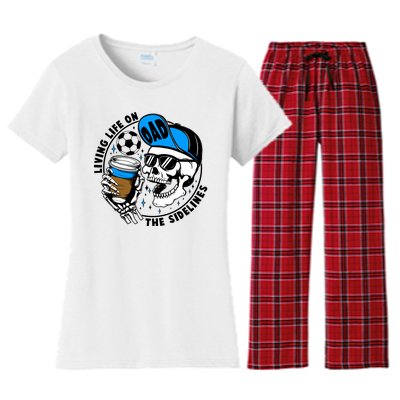 Living Life On The Sidelines Soccer Dad Coffee Skeleton Women's Flannel Pajama Set