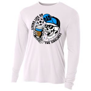 Living Life On The Sidelines Soccer Dad Coffee Skeleton Cooling Performance Long Sleeve Crew