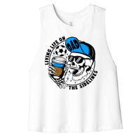 Living Life On The Sidelines Soccer Dad Coffee Skeleton Women's Racerback Cropped Tank