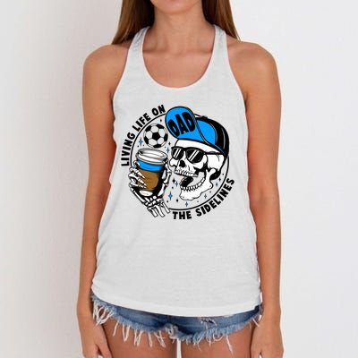 Living Life On The Sidelines Soccer Dad Coffee Skeleton Women's Knotted Racerback Tank