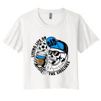 Living Life On The Sidelines Soccer Dad Coffee Skeleton Women's Crop Top Tee