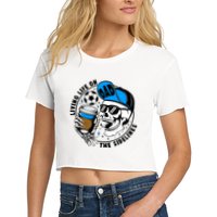 Living Life On The Sidelines Soccer Dad Coffee Skeleton Women's Crop Top Tee