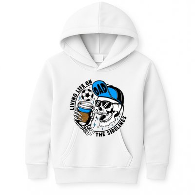 Living Life On The Sidelines Soccer Dad Coffee Skeleton Kids Hoodie