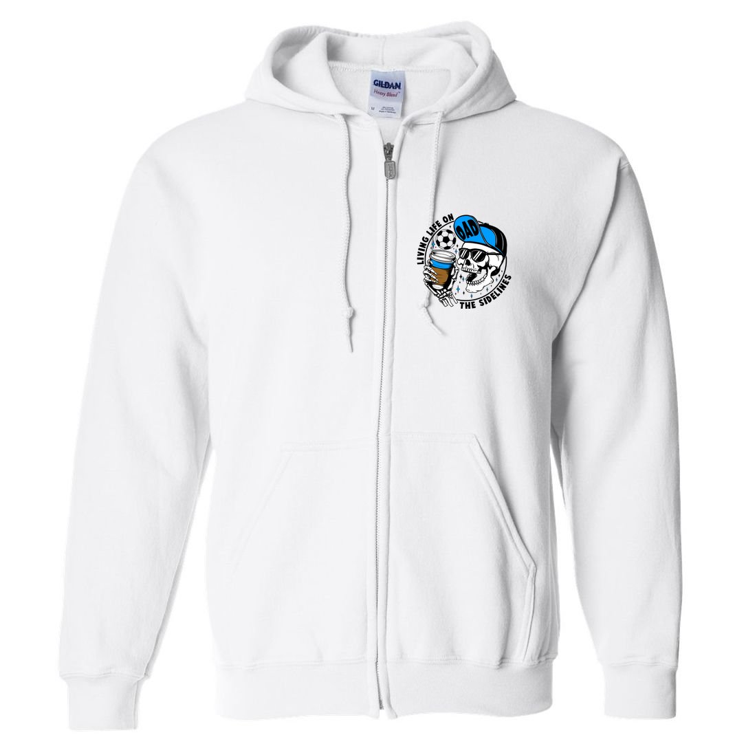 Living Life On The Sidelines Soccer Dad Coffee Skeleton Full Zip Hoodie