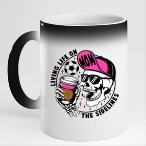 Living Life On The Sidelines Soccer Mom Coffee Skeleton 11oz Black Color Changing Mug