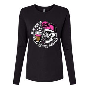 Living Life On The Sidelines Soccer Mom Coffee Skeleton Womens Cotton Relaxed Long Sleeve T-Shirt