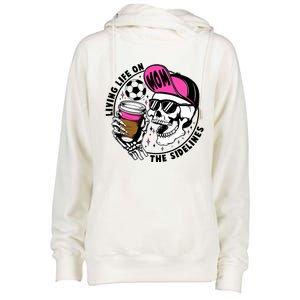 Living Life On The Sidelines Soccer Mom Coffee Skeleton Womens Funnel Neck Pullover Hood