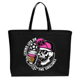 Living Life On The Sidelines Soccer Mom Coffee Skeleton Cotton Canvas Jumbo Tote