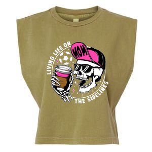 Living Life On The Sidelines Soccer Mom Coffee Skeleton Garment-Dyed Women's Muscle Tee