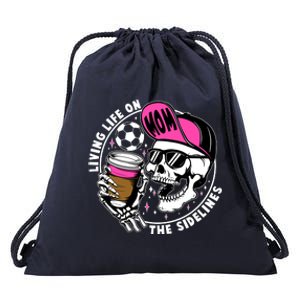 Living Life On The Sidelines Soccer Mom Coffee Skeleton Drawstring Bag