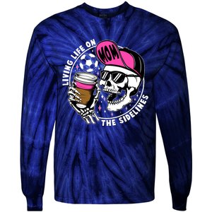 Living Life On The Sidelines Soccer Mom Coffee Skeleton Tie-Dye Long Sleeve Shirt