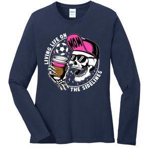 Living Life On The Sidelines Soccer Mom Coffee Skeleton Ladies Long Sleeve Shirt