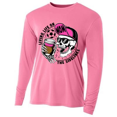 Living Life On The Sidelines Soccer Mom Coffee Skeleton Cooling Performance Long Sleeve Crew