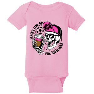 Living Life On The Sidelines Soccer Mom Coffee Skeleton Baby Bodysuit