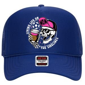 Living Life On The Sidelines Soccer Mom Coffee Skeleton High Crown Mesh Back Trucker Hat