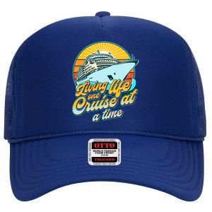 Living Life One Cruise At A Time High Crown Mesh Back Trucker Hat