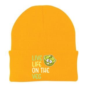 Live Life On The Veg Funny Vegetable Lettuce Vegan Lifestyle Funny Gift Knit Cap Winter Beanie