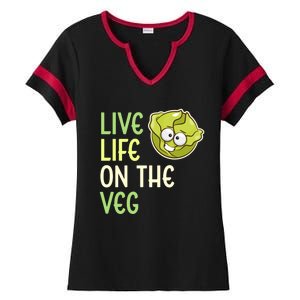 Live Life On The Veg Funny Vegetable Lettuce Vegan Lifestyle Funny Gift Ladies Halftime Notch Neck Tee