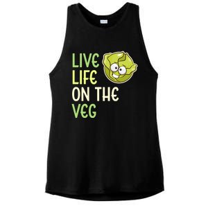 Live Life On The Veg Funny Vegetable Lettuce Vegan Lifestyle Funny Gift Ladies PosiCharge Tri-Blend Wicking Tank