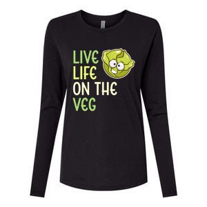 Live Life On The Veg Funny Vegetable Lettuce Vegan Lifestyle Funny Gift Womens Cotton Relaxed Long Sleeve T-Shirt