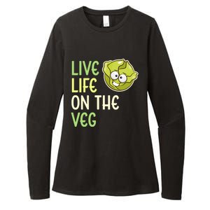 Live Life On The Veg Funny Vegetable Lettuce Vegan Lifestyle Funny Gift Womens CVC Long Sleeve Shirt