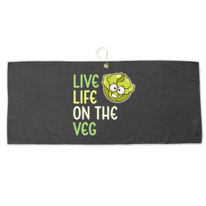 Live Life On The Veg Funny Vegetable Lettuce Vegan Lifestyle Funny Gift Large Microfiber Waffle Golf Towel