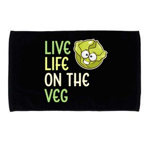 Live Life On The Veg Funny Vegetable Lettuce Vegan Lifestyle Funny Gift Microfiber Hand Towel