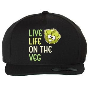 Live Life On The Veg Funny Vegetable Lettuce Vegan Lifestyle Funny Gift Wool Snapback Cap