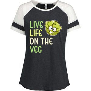 Live Life On The Veg Funny Vegetable Lettuce Vegan Lifestyle Funny Gift Enza Ladies Jersey Colorblock Tee