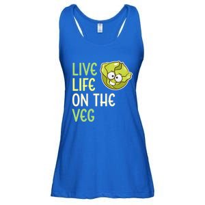 Live Life On The Veg Funny Vegetable Lettuce Vegan Lifestyle Funny Gift Ladies Essential Flowy Tank