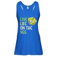 Live Life On The Veg Funny Vegetable Lettuce Vegan Lifestyle Funny Gift Ladies Essential Flowy Tank