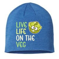 Live Life On The Veg Funny Vegetable Lettuce Vegan Lifestyle Funny Gift Sustainable Beanie