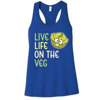 Live Life On The Veg Funny Vegetable Lettuce Vegan Lifestyle Funny Gift Women's Racerback Tank