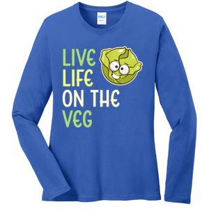 Live Life On The Veg Funny Vegetable Lettuce Vegan Lifestyle Funny Gift Ladies Long Sleeve Shirt