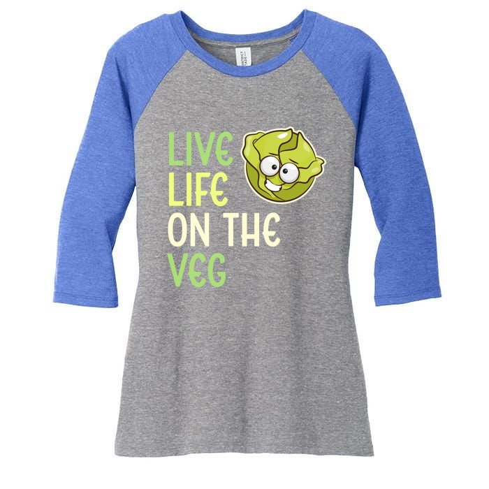 Live Life On The Veg Funny Vegetable Lettuce Vegan Lifestyle Funny Gift Women's Tri-Blend 3/4-Sleeve Raglan Shirt