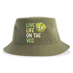 Live Life On The Veg Funny Vegetable Lettuce Vegan Lifestyle Funny Gift Sustainable Bucket Hat