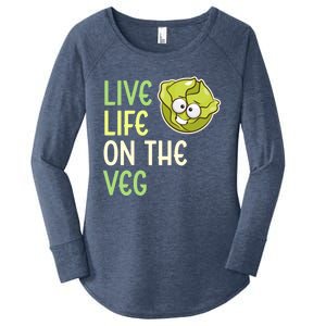 Live Life On The Veg Funny Vegetable Lettuce Vegan Lifestyle Funny Gift Women's Perfect Tri Tunic Long Sleeve Shirt